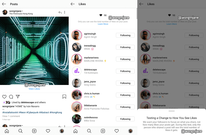 آزمایش Instagram در پنهان کردن شمارنده "Like" از بینندگان